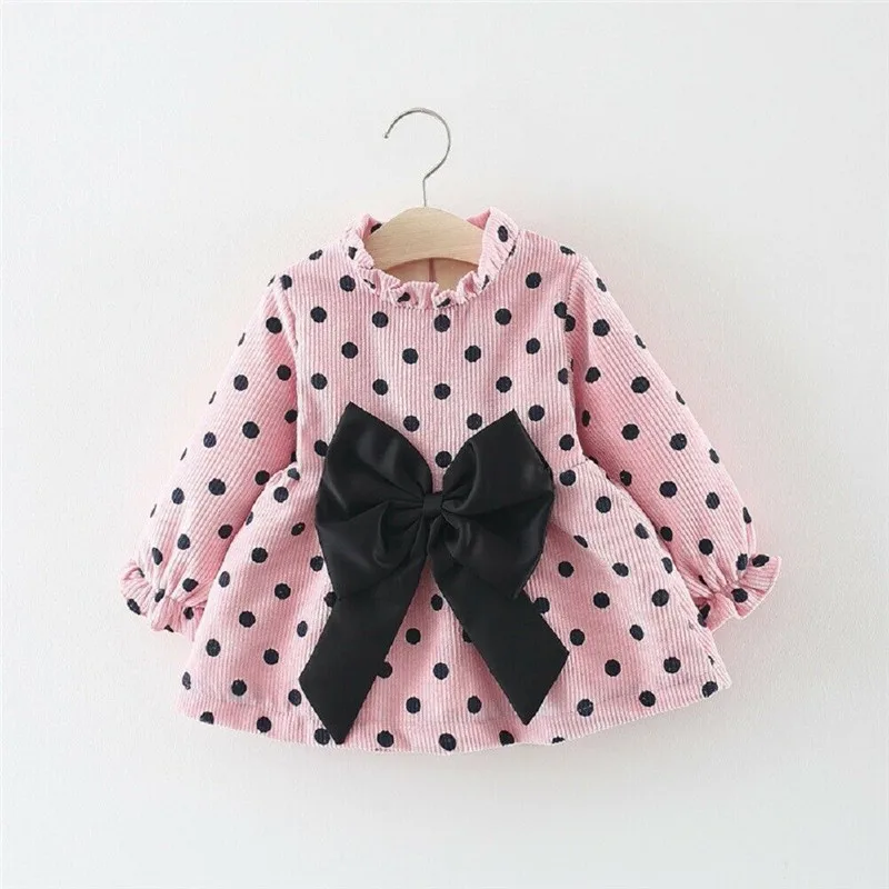 Emmababy новое осенне зимнее милое платье для маленьких девочек в горошек с оборками