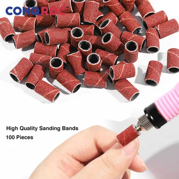 

100 Pieces 6.35mm 1/4-inch Sanding Bands Grit 80 120 180 High Quality Electric Mini Drill Accessories for Dremel Abrasive Tool
