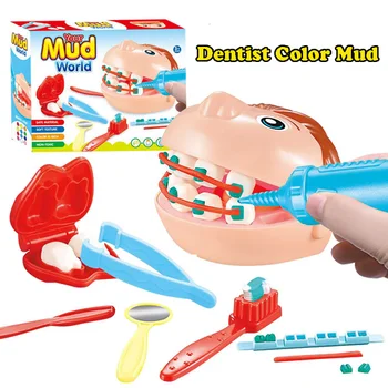 

Mini Lovely Pretend Play Dentist Soft Color Mud Children's Modeling Clay Mold Toys Set Educational DIY Handmade Craft Plasticine