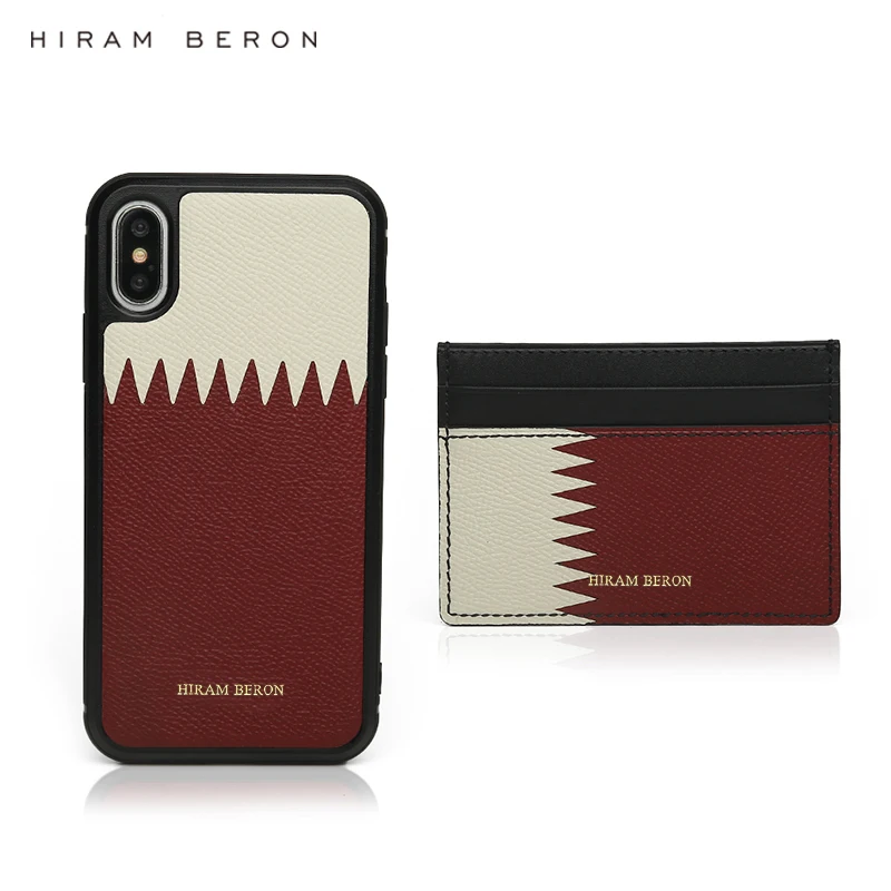 

Hiram Beron Custom Name FREE Leather Card Holder Wallet Qatar for iphone x case gift set dropship