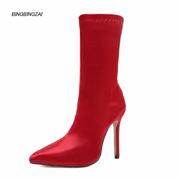 

BBZAI Internet celebrity Elastic force Cusp Women's Boots America model ladies shoes New pattern superstar 11CM Fashion Show 4-9