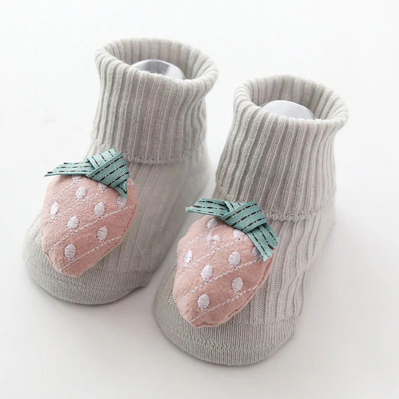 Милые носки для новорожденных с героями мультфильмов носки для маленьких девочек с фруктами мягкие Нескользящие хлопковые носки для малышей Sokken Skarpetki - Цвет: style1 grey