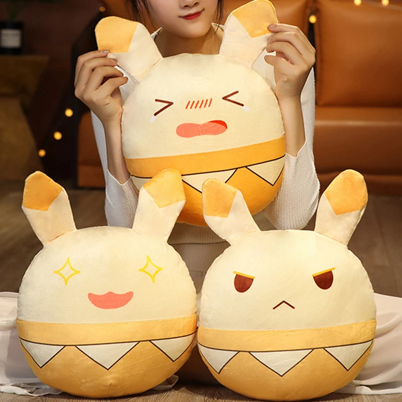 New Anime Genshin Impact Klee Ganyu Zhongli Bomb Dango Cute Short Plush Doll Pillow Cute Cartoon Cushion Xmas Birthday Gifts