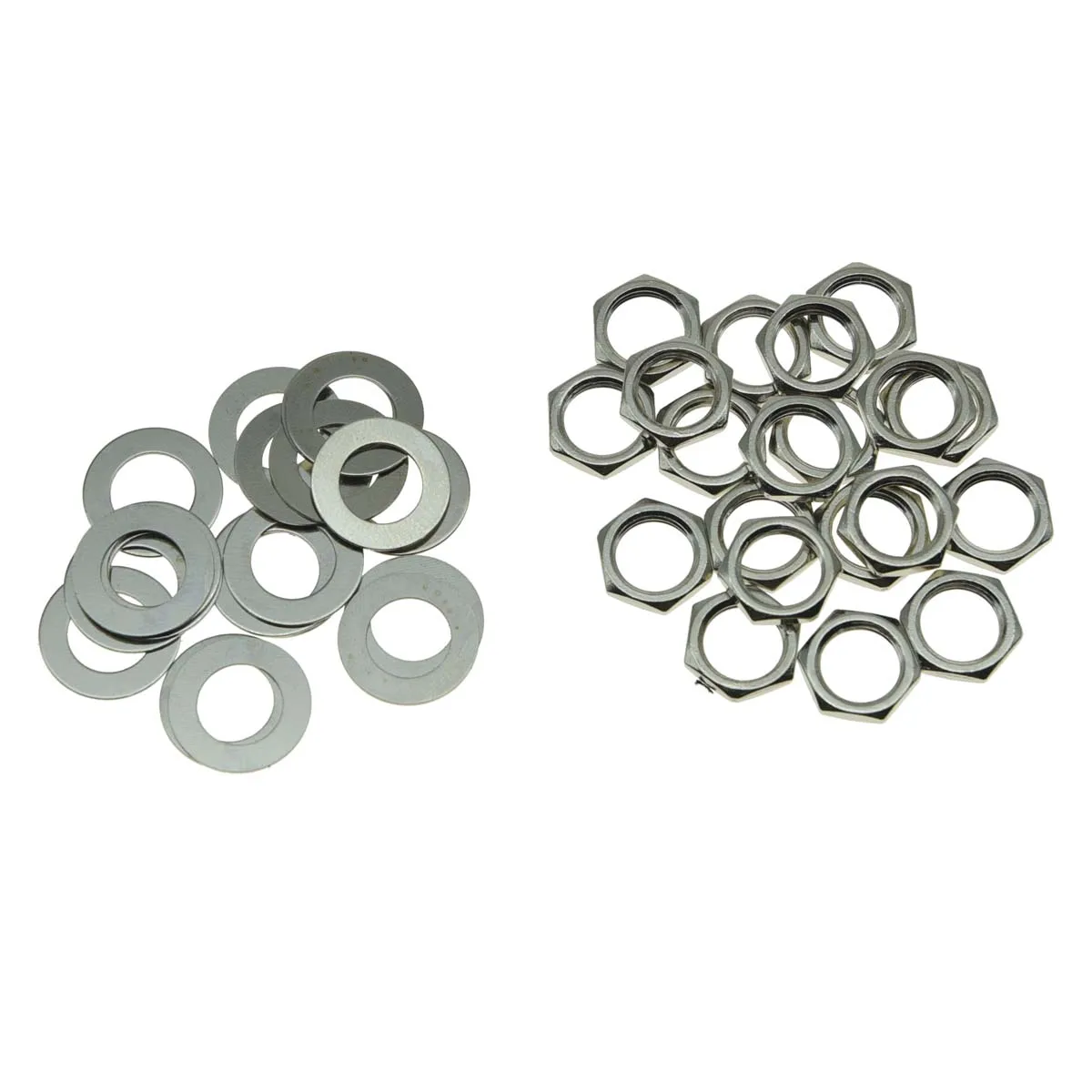 KAISH 20pcs US Thread 3/8" Guitar Pots Nuts Potentiometer Hex Nut and Washers for CTS Pots& Switchcraft Jacks Nickel