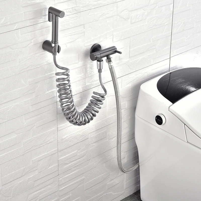 

Shower Set Douche Toilet Kit Bidet Sprayer Black Brass Wall Mount Wall Mounted Cold & Hot Water Faucet Square Shower Spray