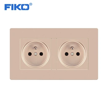 

FIKO 16A EU France Double PC panel power socket 16A 220V power socket , 146mm*86mm family hotel decoration White