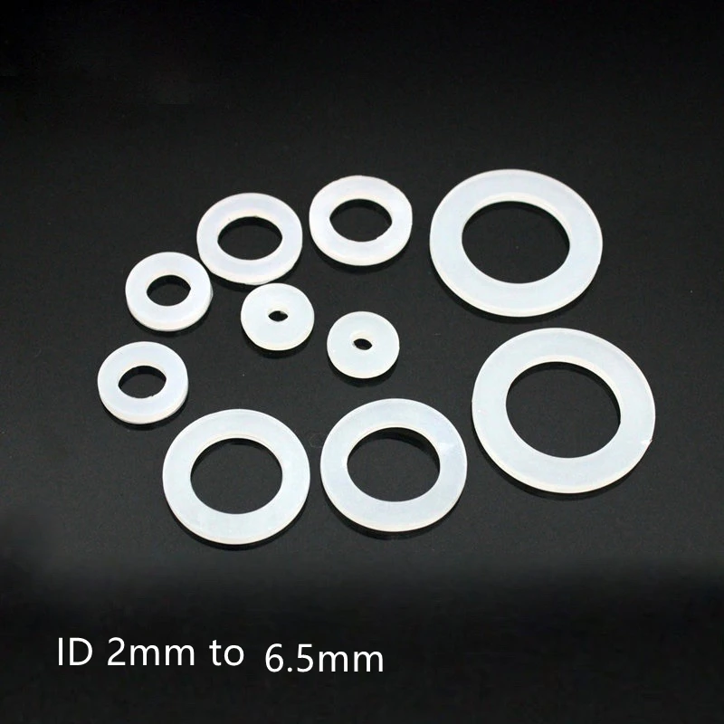 

Custom Silicone Washer Flange 10pcs Insulated Gaskets Flat Spacer Pads ID 2mm 2.5mm 3mm 4mm 5.5mm 6mm Heat Resist Transparent