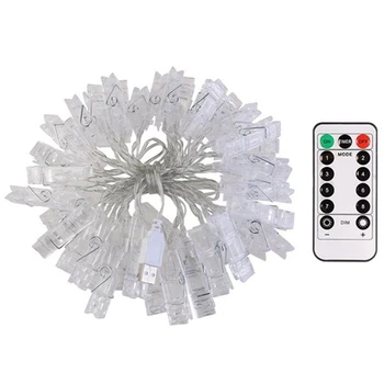 

String Lights 40 LED Photo Clips Hanging Pictures,Artworks and Cards,Decoration for Bedroom,Patio and Outdoor