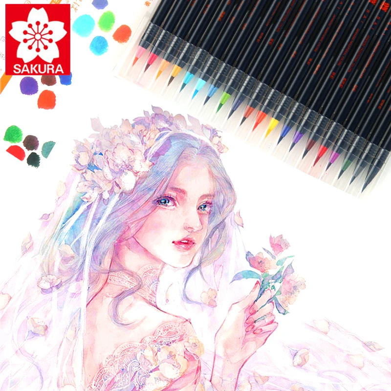 

Japan Sakura Akashiya Soft Brush Watercolor Pen Set Professional Art Painting Comic Student Design Watercolor Paint Pen