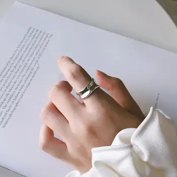 

INS Authentic S925 Sterling Silver FINE Jewelry Irregular Geometric ring Open adjust TLJ769