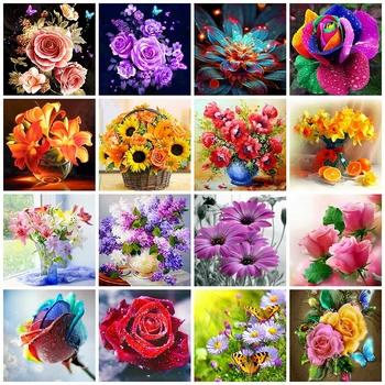 

Huacan Diamond Painting 5D Flower Full Square Drill Diamond Art Embroidery Mosaic Rose DIY Craft Kits Home Decor