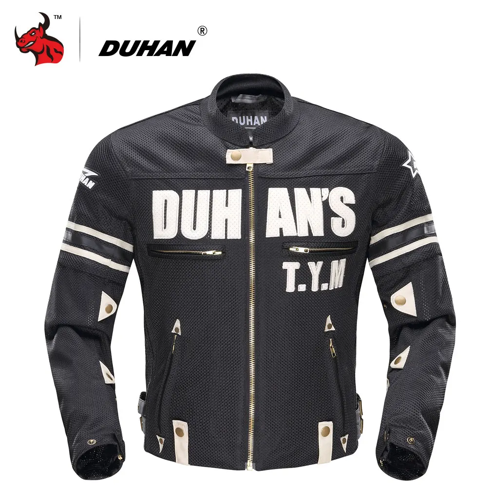 DUHAN Summer Motorcycle Jacket Men Breathable Mesh Riding Moto Jacket Motorcycle Body Armor Protector Moto Cross Clothing