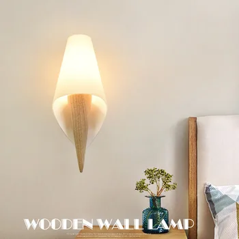

wind wood LED wall lamp contracted and contemporary sitting room corridor hotel of bedroom the head of a bed wall lamp