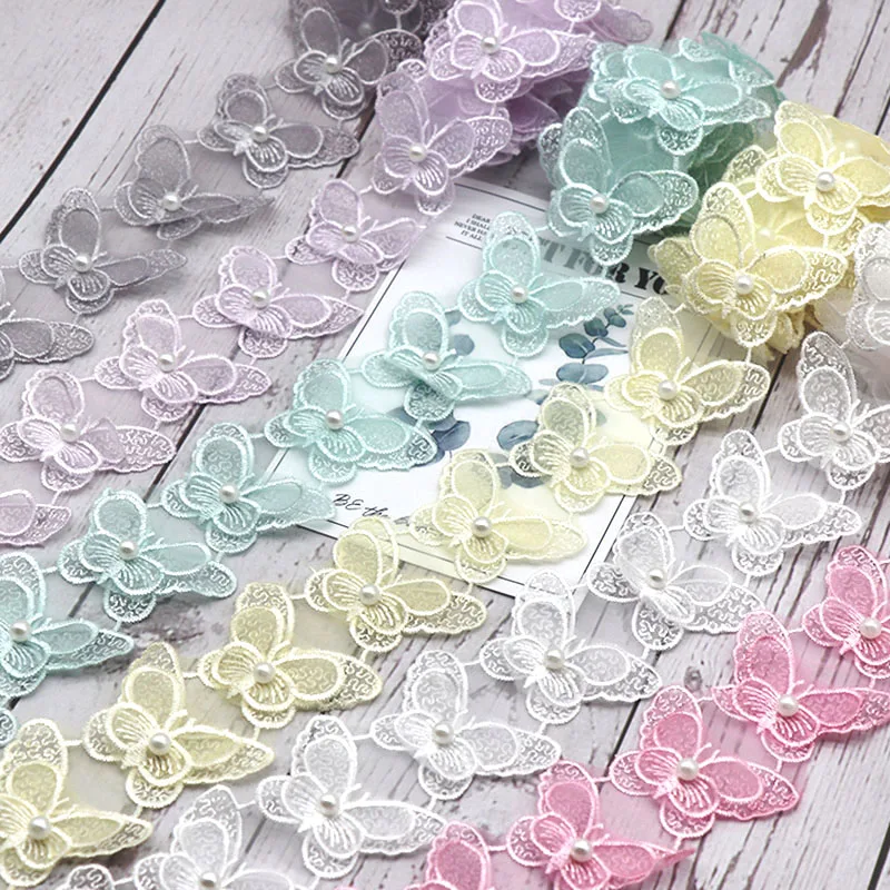 Lace Fabric Lace Ribbon Lace Sewing Supplies Lace Sewing Accessories Butterfly Flower Soluble Organza Lace Trim Knitting Embroidered DIY Patchwork