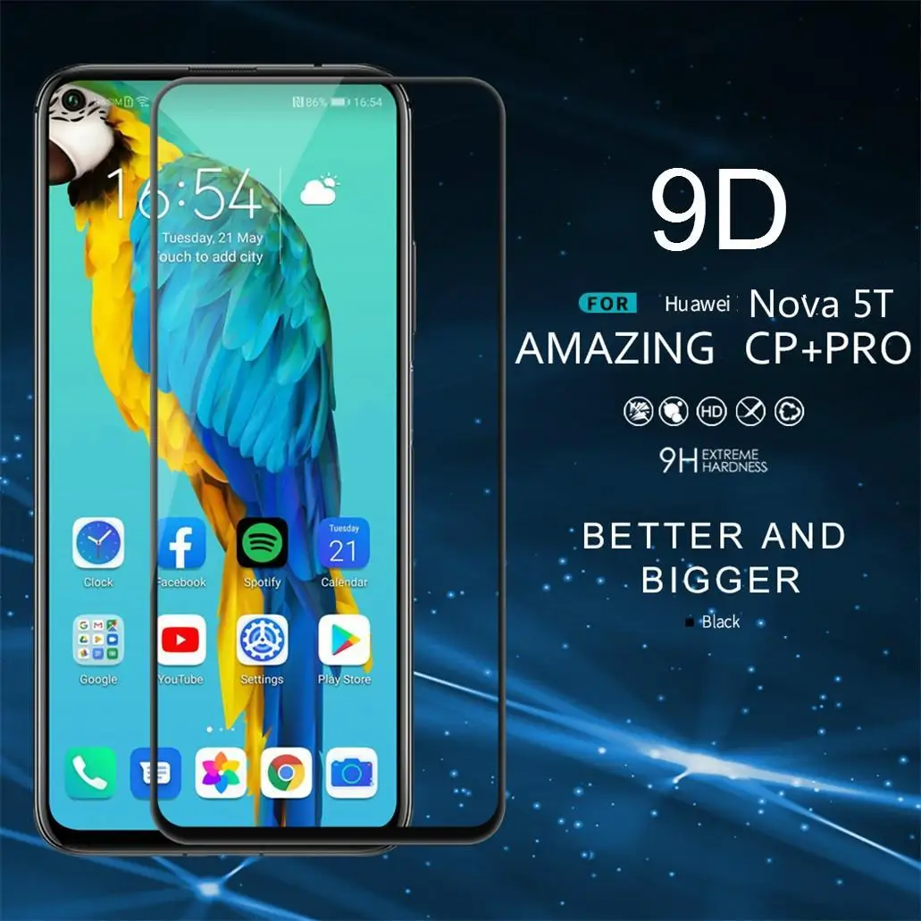 2-в-1 9D защитный Стекло для huawei Nova/5 T 6,26 inch 5 T Экран Защитная пленка для huawei Nova5T с уровнем твердости 9H Камера объектив из закаленного Стекло