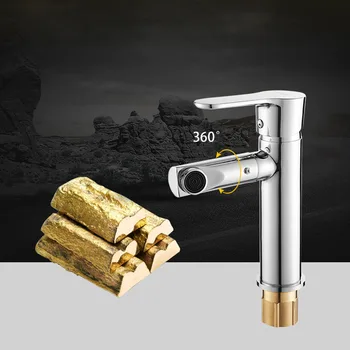 

bathroom basin brass faucet hot and cold water faucets washbasin tap 360 degree rotating outlet nozzle chrome plating