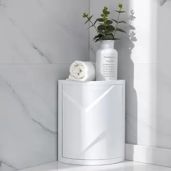 

Bathroom 360 Degree Rotating Triangle Shelf Kitchen Toilet Shelf Corner Shelf Q0KA