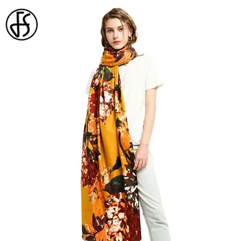 

FS New Design Double Sided Satin Ethnic Style Cotton Women Long Winter Warm Comfortable Scarf Shawl Woman Pashminas Wrap Hijab