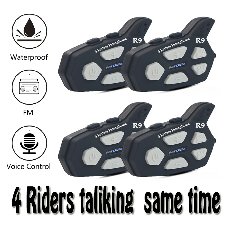 Motorcycle Itercome 4 Riders talking Same Time Helmet Headsets   Bluetooth Intercom For Motorcycle FM 1PCS Intercom Motorcycle