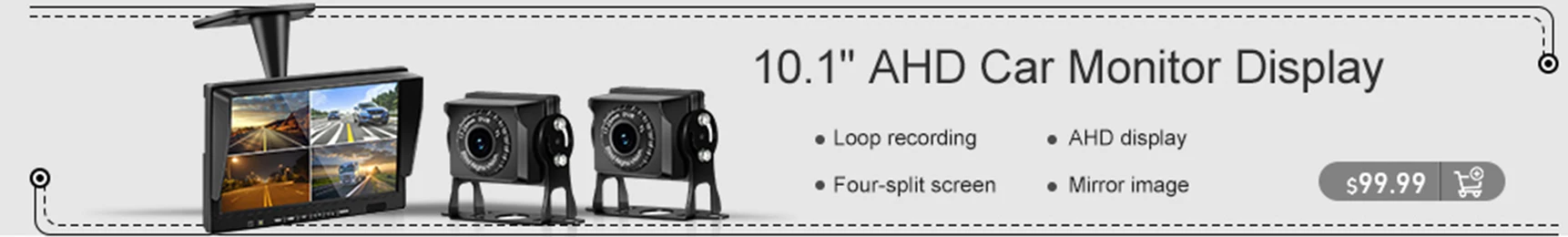 10.1 inch AHD 4ch Recorder DVR Car Monitor Vehicle Truck Night Vision Rear View Camera Security Surveillance Split Screen Quad