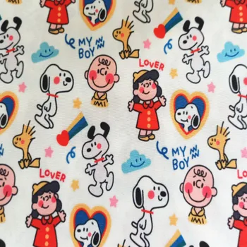 

145cm Width Cartoon Dog and Boy Polyester Canvas Fabric for Boy Hometextile Backpacks Slipcover Cushion Cover DIY