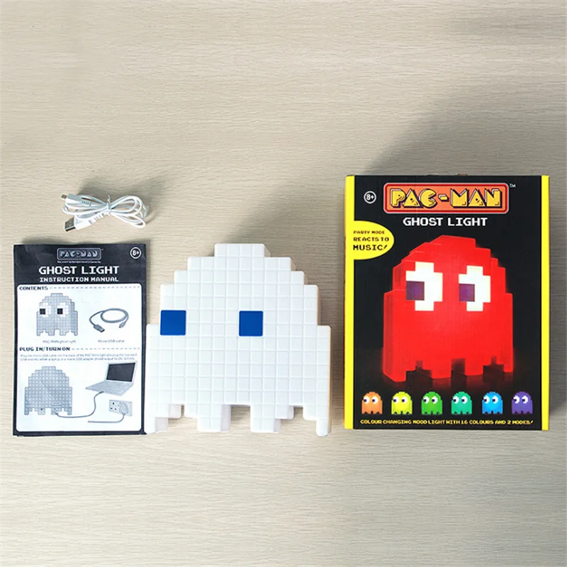 Lâmpada de Festa Presente do Miúdo Pac-man Pixel Night Light Guerras Colorido Mesa Crianças Atmosfera Lampara Comer Ervilhas Luz Fantasma Natal Led 6 mesa lâmpada de festa crianças atmosfera lampara