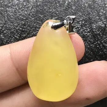

Natural Yellow Amber Beads Pendant For Woman Man Crystal 28x17x7mm Water Drop Gemstone Silver Necklace Pendant Jewelry AAAAA