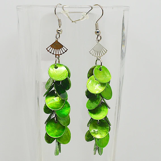Green shell earrings