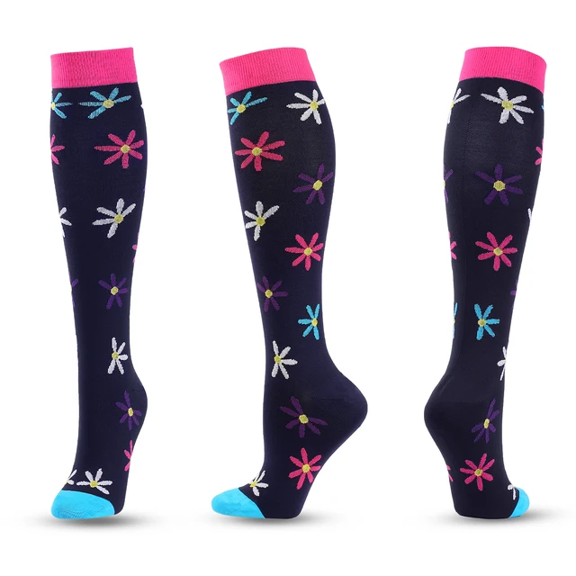 2021 New Cartoon Compression Stockings For Men Women Nylon Smiley Pattern Compress Socks Cycling Sock Prevent Varicose Veins Y015-M