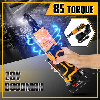 

Efficient Electric Wrench 3/8" 28V Power Cordless Ratchet Wrench Li-ion Electric Wrench 8000mah Max Torque 85