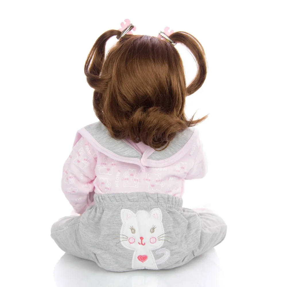 Bebe 55 см, полностью силиконовые куклы Reborn Baby, настоящие игрушки, голубые глаза, реалистичные куклы для девочек, детский подарок на день рождения, bonecas Brinquedos