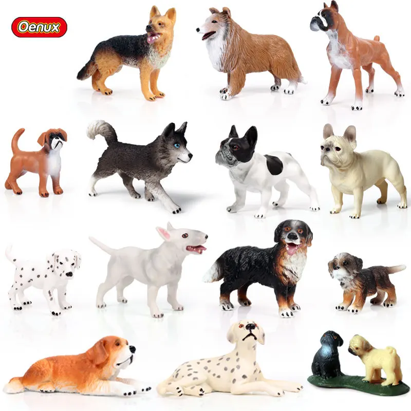 

Children Solid Animal Model Mini Small Bulldog Husky Dalmatians Set Pet Dog Toy