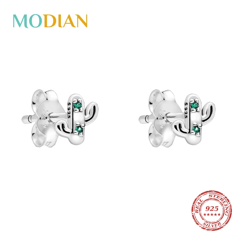 Modian, изысканные серьги-гвоздики С КАКТУСОМ из циркония, модные очаровательные 925 пробы серебряные ювелирные изделия для женщин, подарок на день Святого Валентина