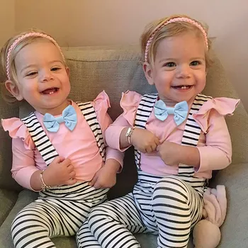 

Cute Baby Stripe Clothing Baby Girls Clothes set Summer Infant Clothing Bow Romper + Stripe Pants Babies Girls Clothes Outfits