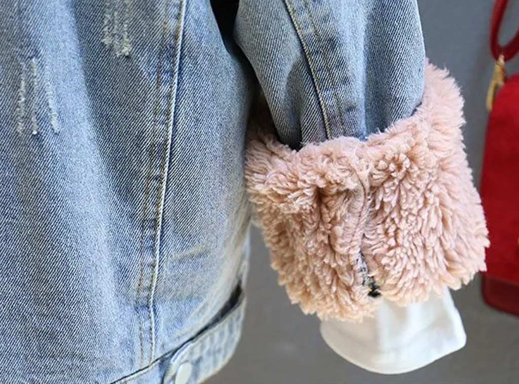 SAGACE пальто для девочек г. Зимняя джинсовая куртка для маленьких девочек модная теплая верхняя одежда с натуральным мехом для маленьких девочек