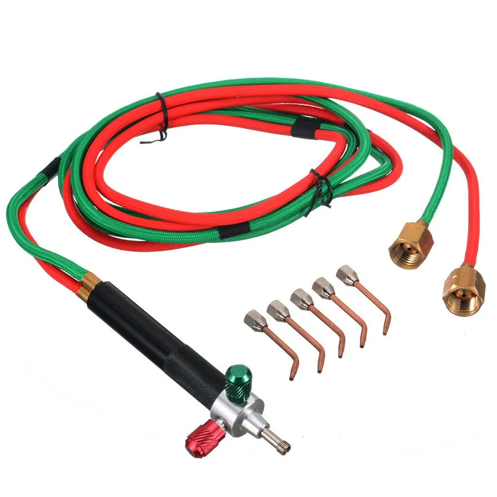 Transser Mini Torch Jewelers Soldering Welding with 5 Tips Multicolor Hoses Micro Gas Little Pencil Jewelers Soldering Kit for Gold Silver Copper Melting Furnace Flow Regulator & Flame Lock 