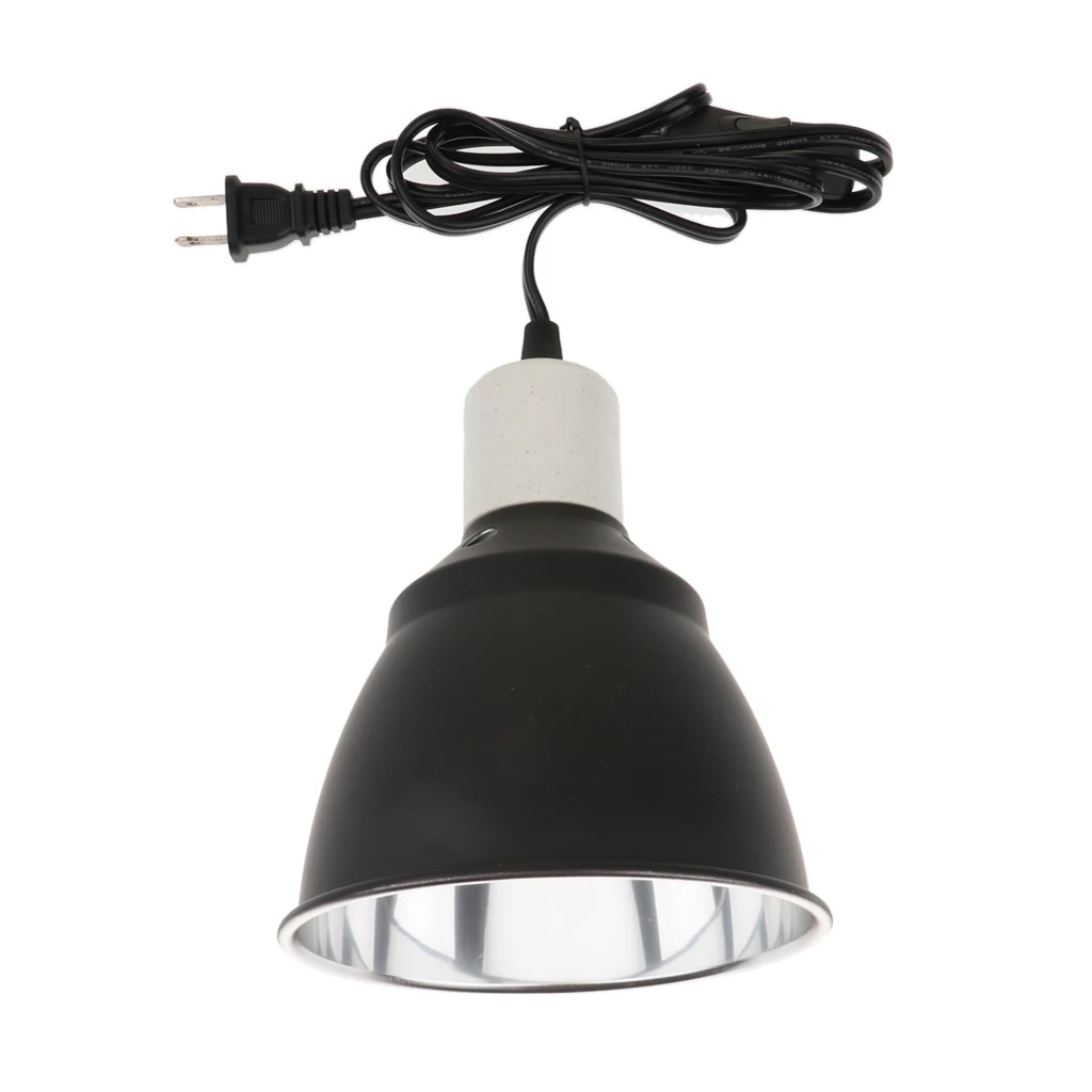 300W Metal Ceramic Heat UV UVB Lamp Light Holder Dome Shape Brooder Reptile Black E27 US Plug