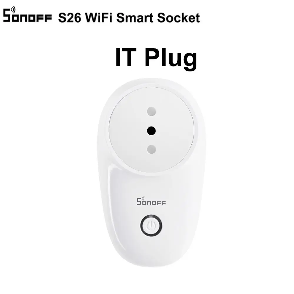 Itead SONOFF S26 Wifi умный штекер переключатель EU-E/EU-F/UK/AU/US/BR/IT/IL/CH/CN таймер настенная розетка питания e-WeLink вилки работают с Alexa - Цвет: S26 IT
