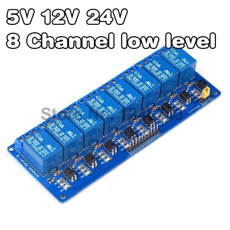 24V 8-channel Relay Module with Optocoupler High Low Level Triger for Arduino