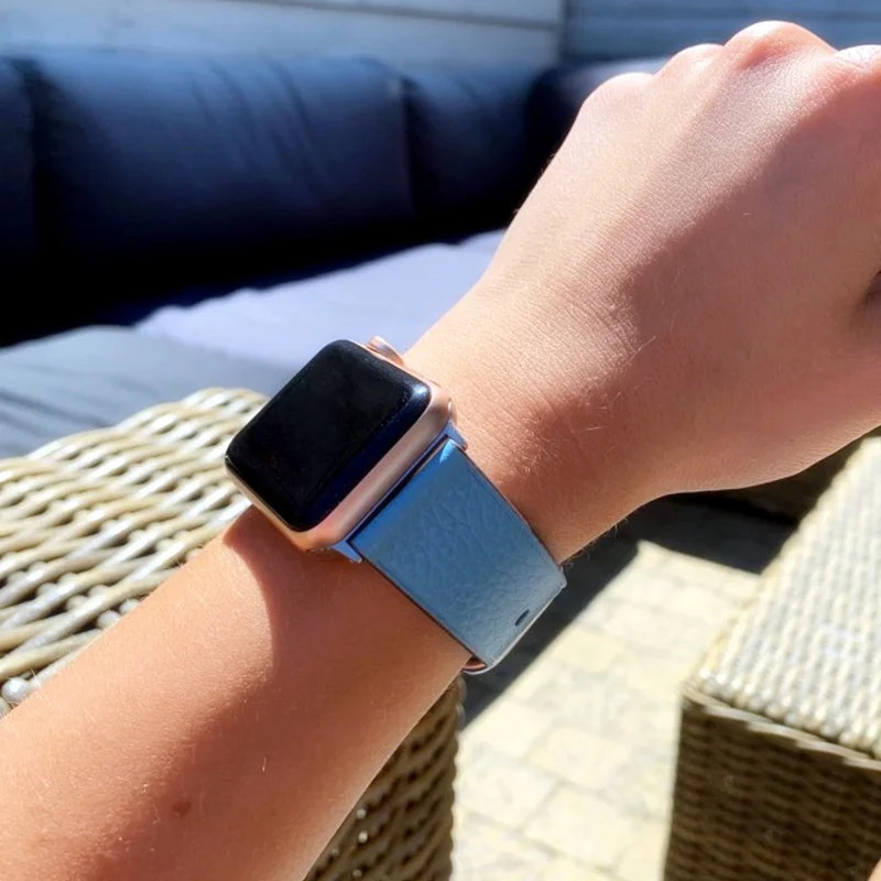 Кожаный ремешок для apple watch 38 мм 42 мм iwatch 4 ремешок 44 мм 40 мм Lychee классический браслет ремешок для apple watch 4 3 2 1