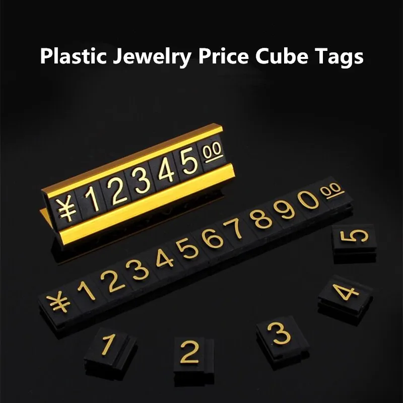 

10 sets plastic Watch jewelry price display cube tags digital price labels holder numbers display stand