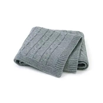 

100x80cm Newborn Baby Knitted Solid Color Sleeping Bed Stroller Blanket Cover