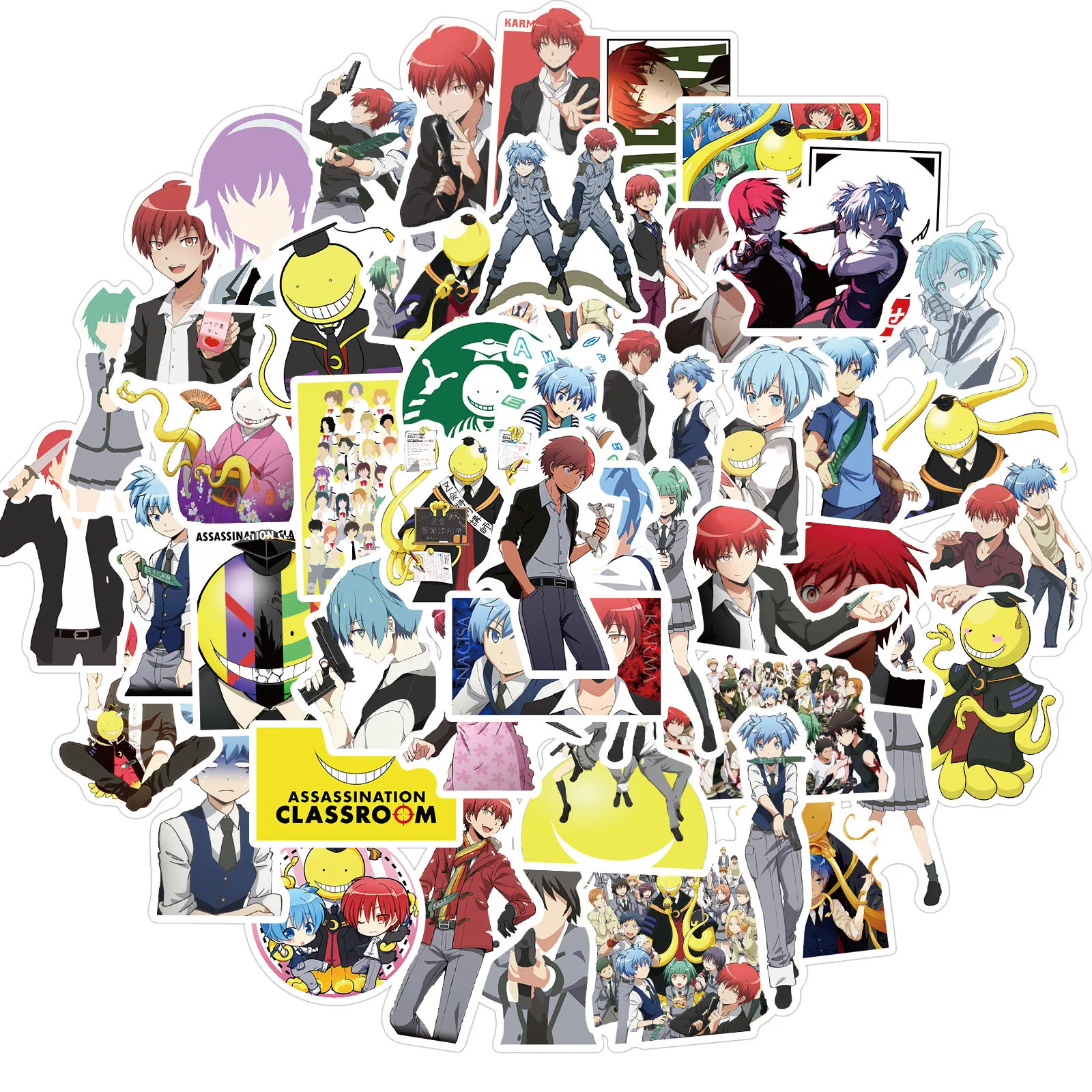 Pegatinas de dibujos animados de Assassination Classroom de Anime japonés, para equipaje, portátil, monopatín, PVC, mochila, pegatinas de coche, 10/30/50 Uds.
