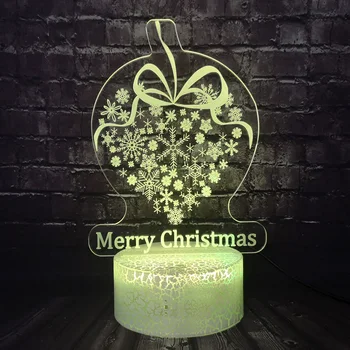 

Merry Christmas Gift Snow Ribbon 3D Optical 7 Color Change Table Night Light LED Lamp Base Kid Baby Sleep illusion Holiday Gift