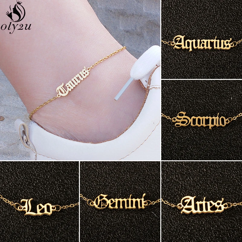 12 Constellation Jewelry Zodiac Anklets Gold Stainless Steel Initial Ankle Bracelets for Women Letter Aries Foot Jewelry Boho 12 Constellation Jewelry Zodiac Anklets Gold Stainless Steel Initial Ankle Bracelets for Women Letter Aries Foot Jewelry Boho