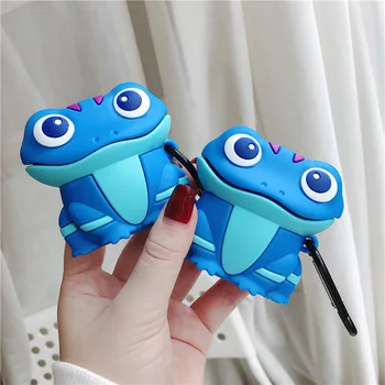 

Cute Cartoon 3D Blue Lizard Earphone case for AirPods 1 2 Soft Silicone Headphone Cover for Apple Airpods pro Accessories Coque