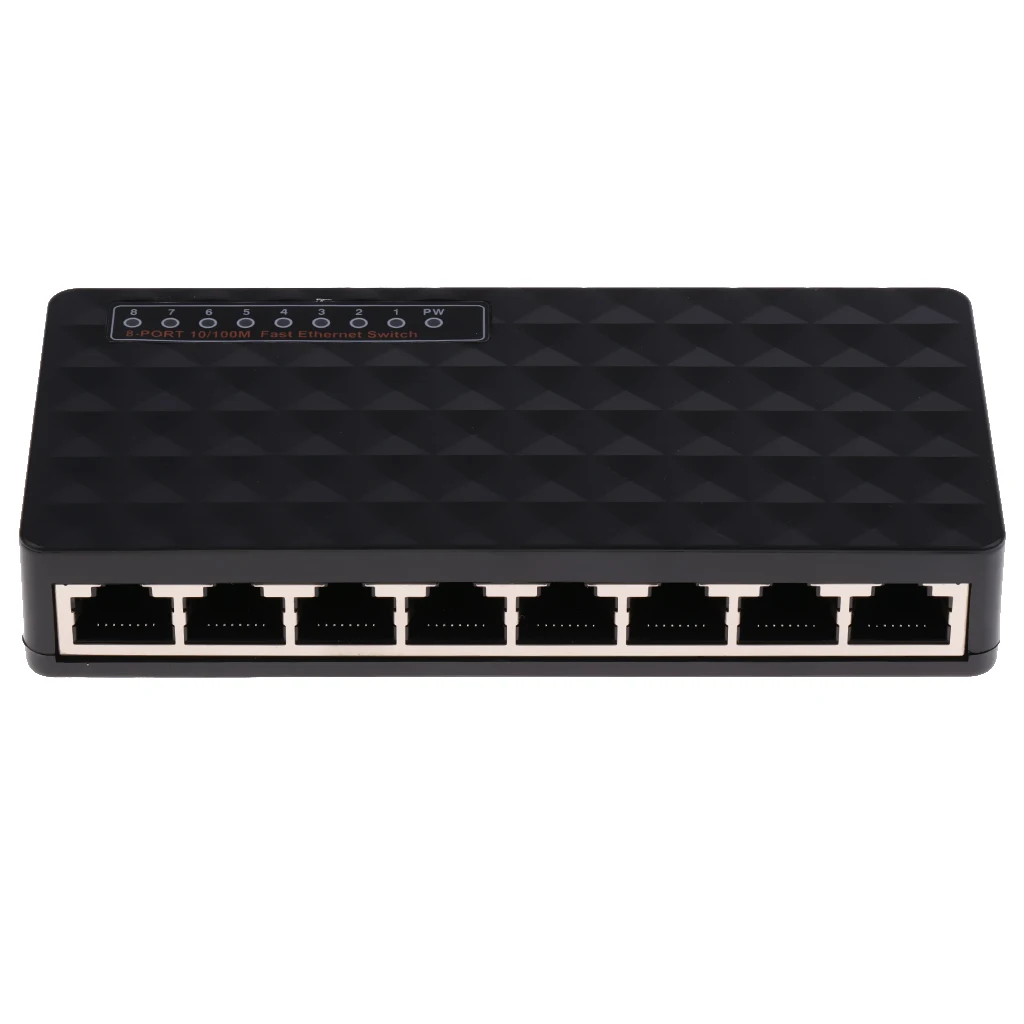 8-Port RJ45 10/100Mbps Mini Fast Ethernet Network Unmanaged Switch Hub for Desktop Laptop PC