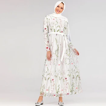 

Pakistani Arabic Muslim Hijab Floral Dress Abaya Dubai Turkey Dresses Caftan Marocain Kaftan Qatar Islamic Abayas Women Vestidos
