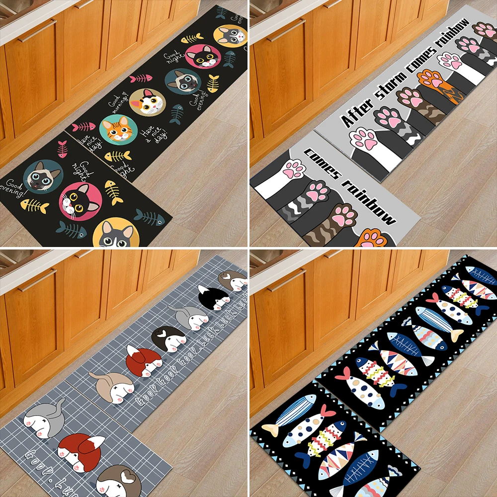 2PCS/Set Anti-slip Kitchen Mat Area Rugs Living Room Balcony Bathroom Cheaper Printed Carpet Doormat Hallway Geometric Bath | Дом и сад