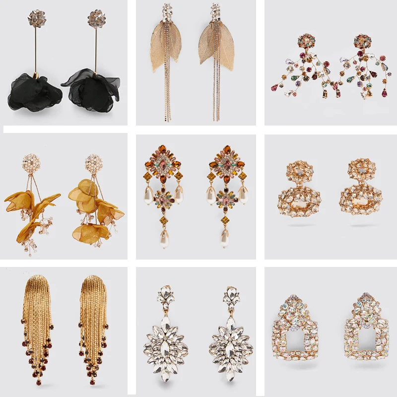 

2020 New Boho Shiny Crystal Drop Earrings Multi Color for Women Wedding Jewelry Dangle Earrings Statement Birthday Gift